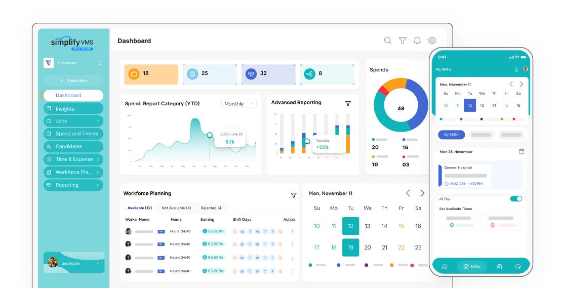 SimplifyVMS healthcare workforce system interface
